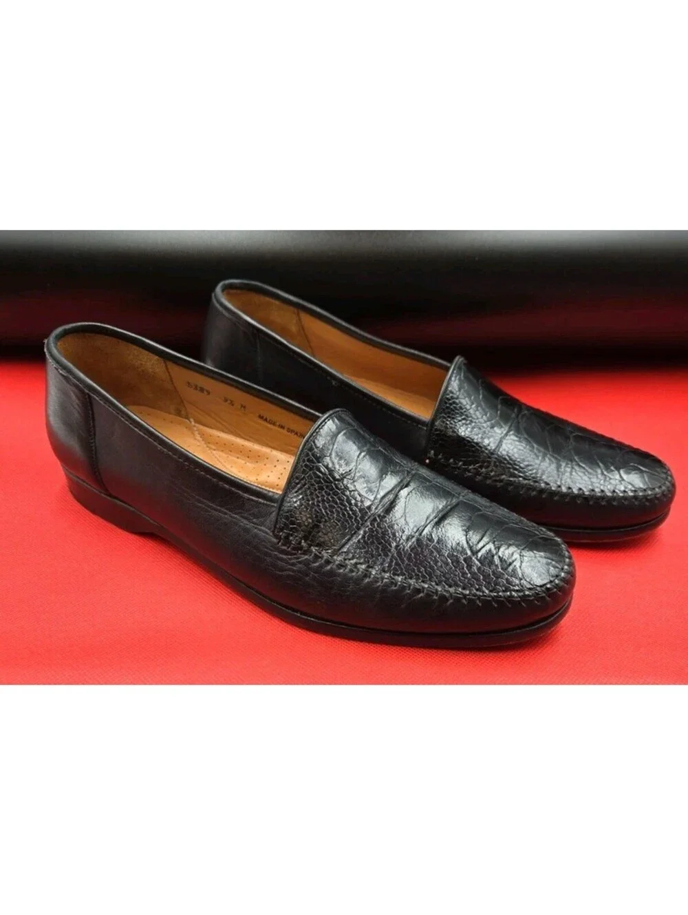 Magnanni Penny Loafers Mens 9 1/2 M Black Leather Slip On Dress Shoes Made Spain
